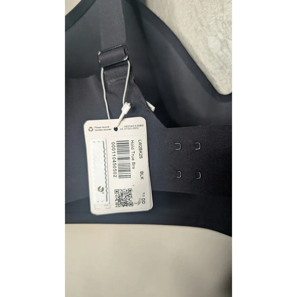 NWT Lululemon Womens 34DD Black Wireless Seamless Hold True Bra